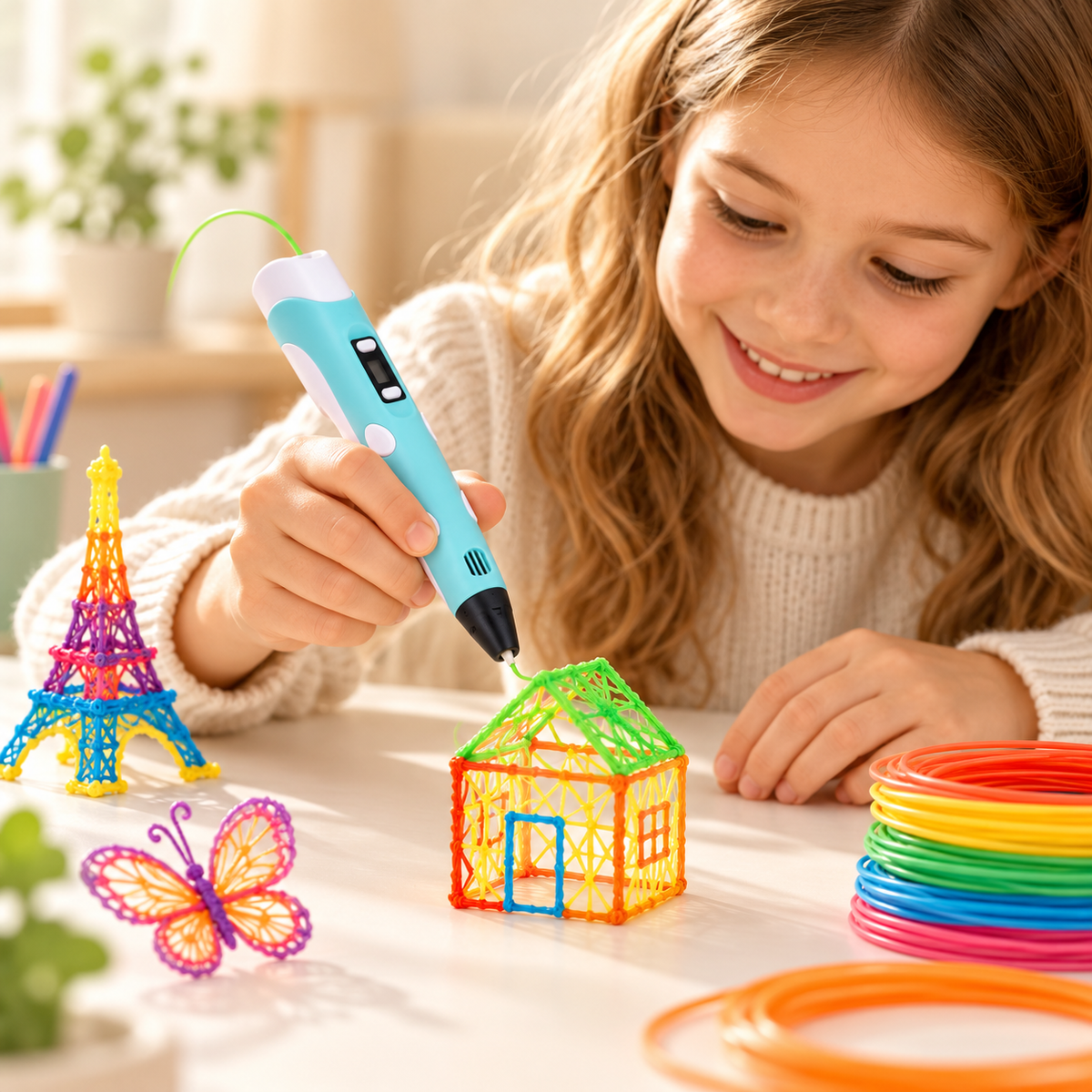 Lápiz 3D infantil creando una figura